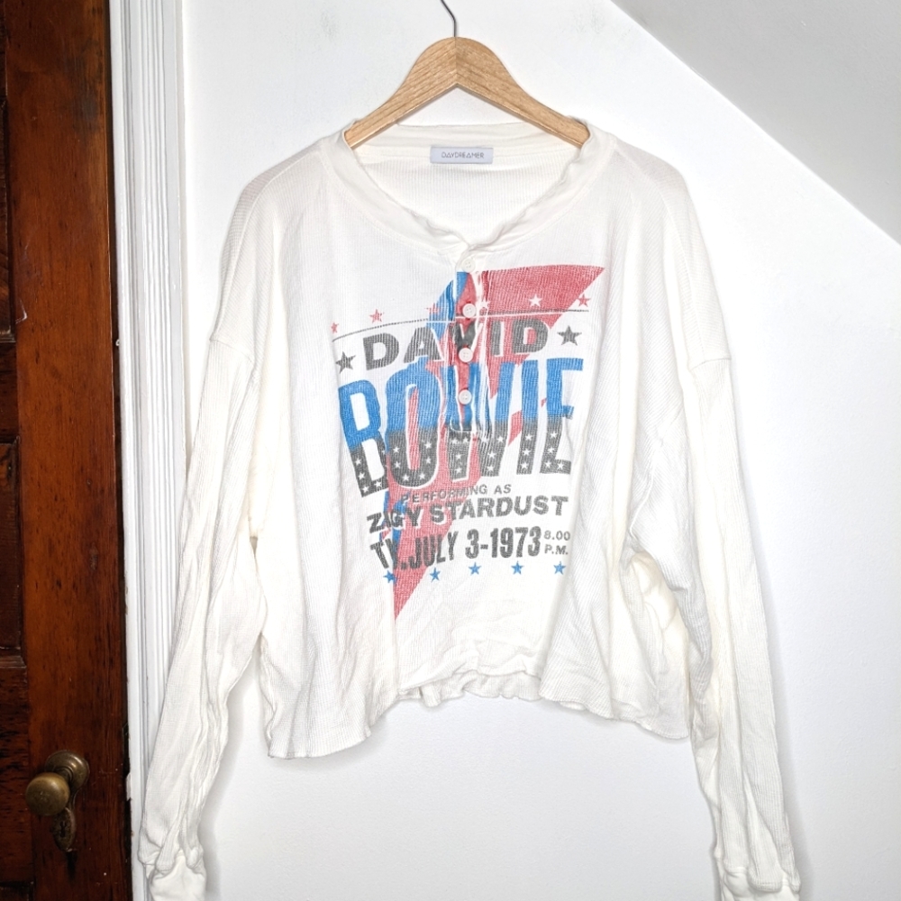 DAYDREAMER David Bowie Tour Graphic Thermal Henley NEW Size XL
